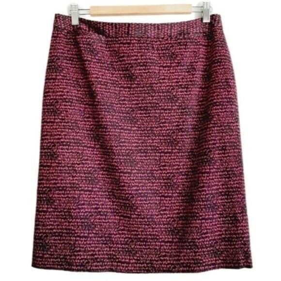 HALOGEN Pencil Skirt Abstract Pattern Black & Pink Sz 10 - Picture 1 of 6